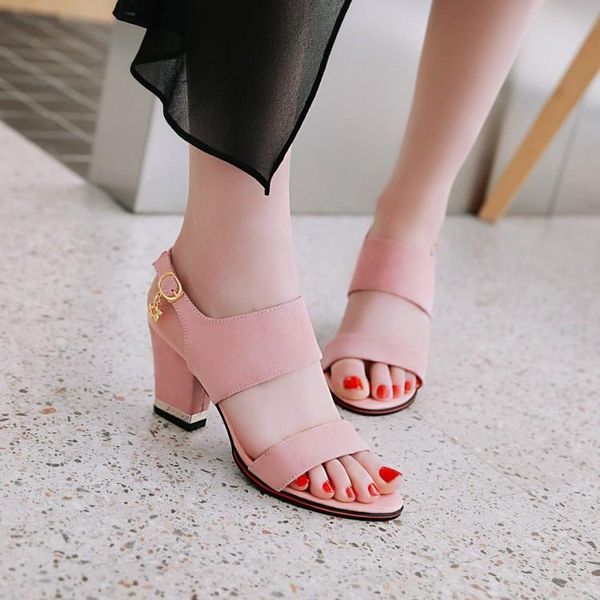 

colors fashion women sandals square high heels open toe lady shoes office party date back strap 2021 summer, Black