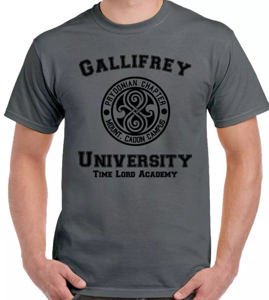

gallifrey university t-shirt mens doctor who tardis tee, White;black