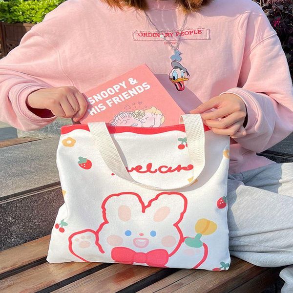 

w&g ins ladies fashion large capacity printed handbag kawaii canvas shoulder bag cartoon bags women trend tote evening