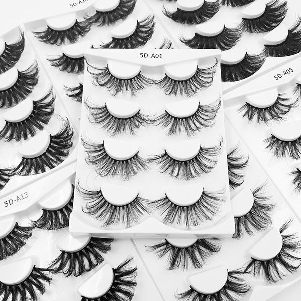 

wholesale 4 pairs/set 5d mink lashes false eyelashes natural/thick long dramatic eye lashes makeup beauty extension tools 50 sets dhl