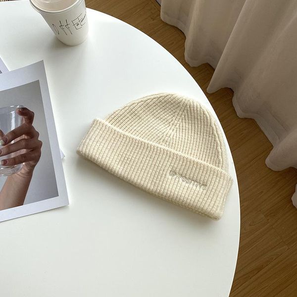 

beanie/skull caps ladies winter rib knit flanged short melon cap casual solid color hip hop skull, Blue;gray