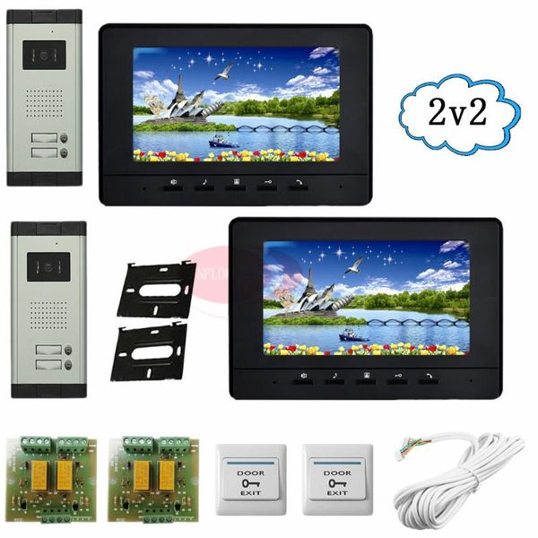 

doors 2 buttons for apartments color 7" hd 700lines ccd camera video doorphone systems support weatherproof/night vision door phones