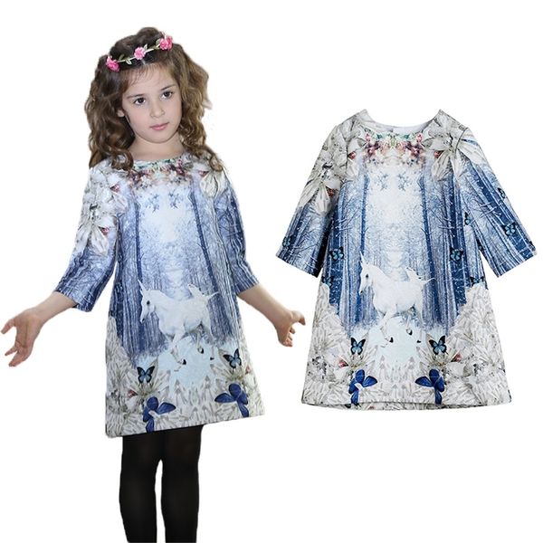 Einhorn Mädchen Kleid Frühling Baumwolle Mädchen Prinzessin Kleid Baby Mädchen Kleidung Casual Kinder Party Kleider für Mädchen 3-12 Jahre Vestido 210331