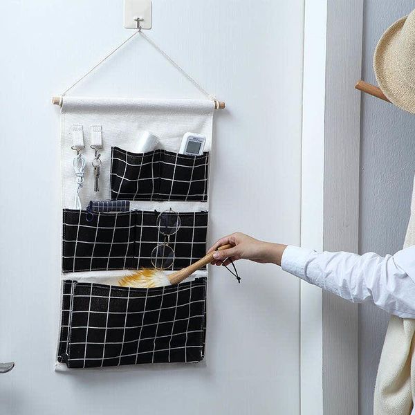 

storage boxes & bins 5 pockets cotton linen fabric wall door hanging bag organizer pouches wardrobe closet sundries