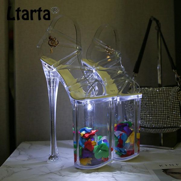 

luminous high heel platform shoes nightclub super 26cm car model sandals dwarf pole dance lfd dress, Black