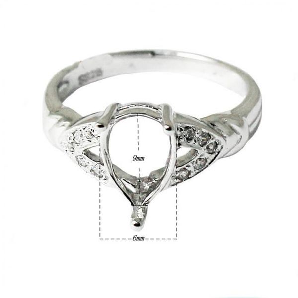 

wedding rings beadsnice unique semi ring mount 925 sterling silver setting fit 6x9mm teardrop gem blank women jewelry making supplies, Slivery;golden