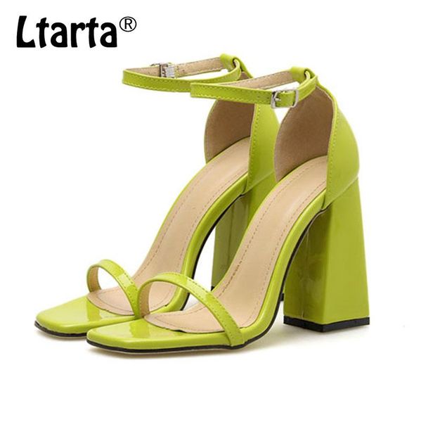 

and simple word-strip high-heeled sandals -096-3, Black