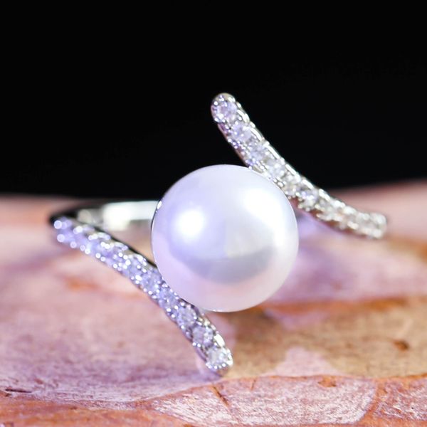 

love ring elegant white pearl s for women twist crystal luxury jewelry wedding engagement accessories l3d108, Slivery;golden