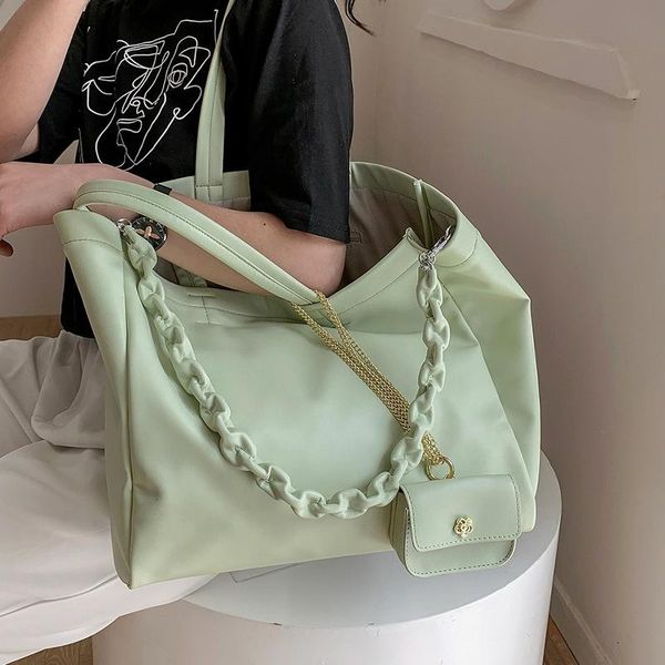 

chain green summer fashion big bag women 2021 trendy texture one-shoulder large-capacity stiletto evening bags