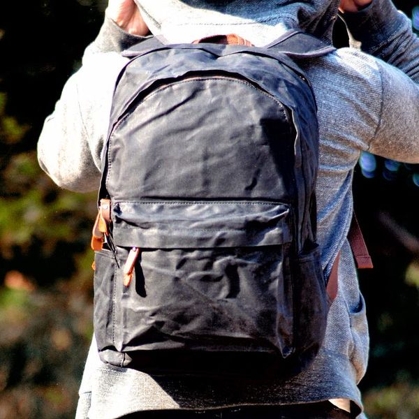 

backpack waxed canvas simple fashion lapbag lightweight school waterproof