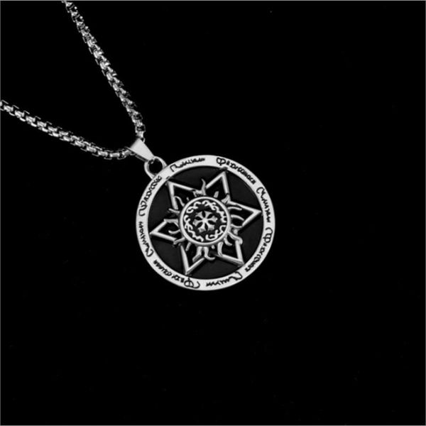 

pendant necklaces sun god rune necklace for man antique amulet round brand stainless steel fashion punk jewelry gift boys, Silver