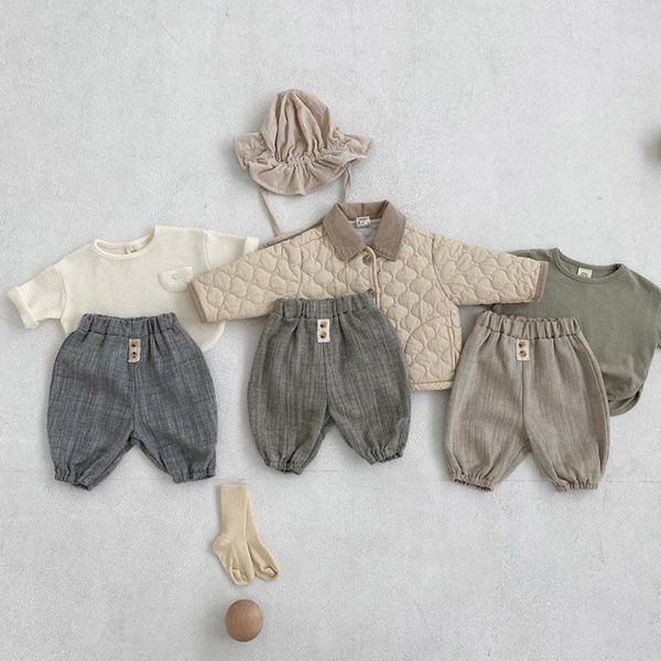 

trousers 2021 autumn kids baby cotton linen casual pants boy loose infant girl comfortable harem, Blue