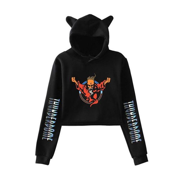 

men's hoodies & sweatshirts harajuku women sweatshirt pullover sportswear long-sleeve thunderdome casual cat ear hoodie cotton 2021 gir, Black