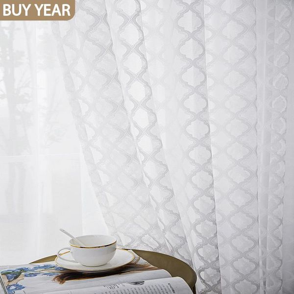 

simple curtains for living dining room bedroom white lace screens ling-shaped lattice tulle kitchen curtain & drapes