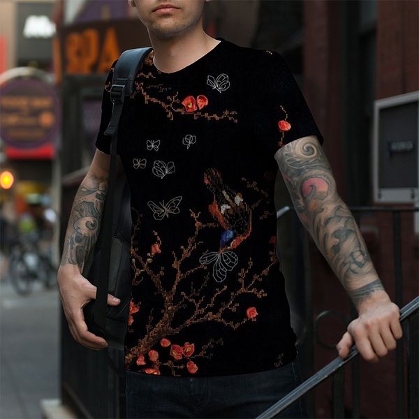 

original rock bob marle landscape painting t-shirt fashion breathable and comfortable daily party visual impact gothic style men's shor, White;black
