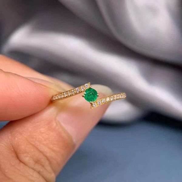 

cluster rings 100% 925 sterling silver real natural green emerald fine jewelry gift women wedding open wholesale 3mm jcj0303568agml, Golden;silver