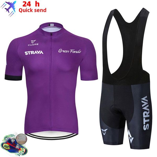 

racing sets 2021 strava pro cycling jersey set 100% polyester mtb bike clothes kit bicycle clothing uniforms maillot ropa ciclismo, Black;blue
