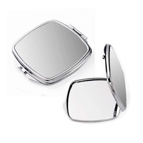 Specchio per il trucco quadrato in metallo a trasferimento di calore Pieghevole Sublimazione Specchi bifacciali vuoti Regalo fai-da-te portatile all'aperto