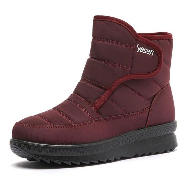 

boots winter 2021 women's strong sole ankle solid color plush snow warm casual shoes, Black