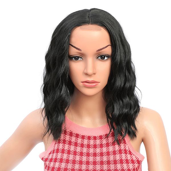 

oem fashion short curly straight hair small lace natural wig, Black;brown