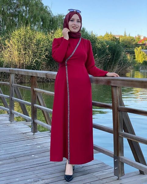 

ethnic clothing kaftan abaya dubai turkey muslim hijab dress maxi african dresses for women abayas islam caftan robe femme musulmane, Red