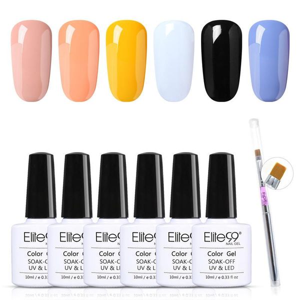

nail art kits elite99 7 pieces/lot color gel polish set with brush soak off manicure varnish hybrid uv nails lacquer
