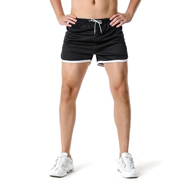 

summer men's running sports shorts jogging training gym pants elasticity and breathable sportswear homme, Black;blue
