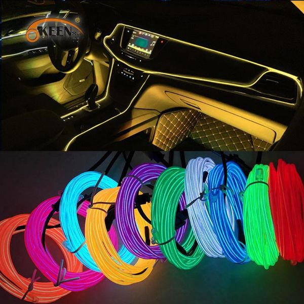 

emergency lights okeen 1m/2m/3m/5m neon led car interior lighting strips auto strip garland el wire rope decoration lamp flexible tube