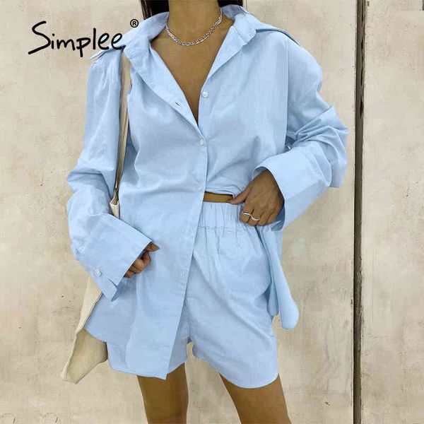 

chic white women solid set collar long sleeve casaual two pieces woman suit fashion spring summei ladies outerwear 210414