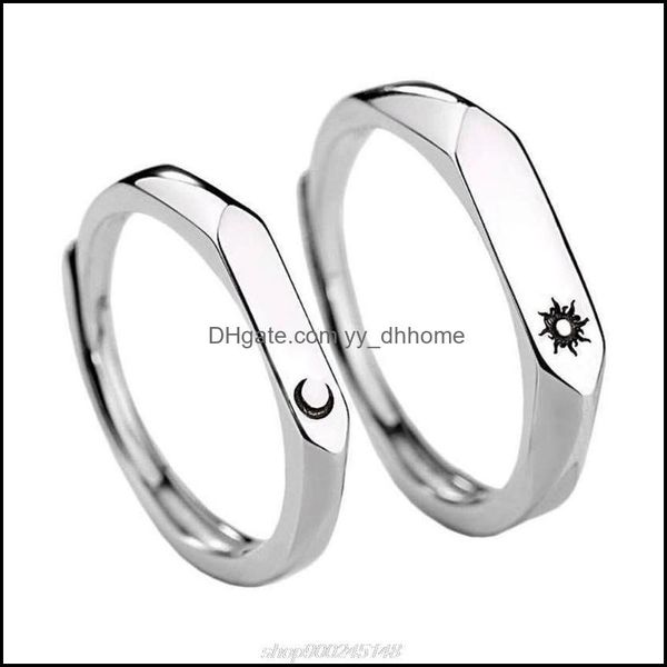 JewelryLeouser 1 Çift Çift Yüzük, Güneş Ay Aşıklar Yüzükler Set Promise Düğün Bantları Sevgililer Günü Hediyeler M06 21 Dropship Bırak Teslimat 2021