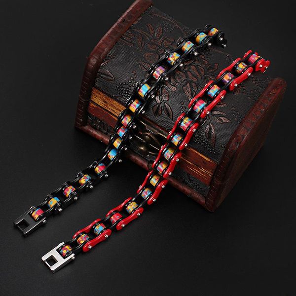 

link, chain men 's domineering bracelet color cast steel bicycle personalized titanium jewelry wholesale multi - optional, Black