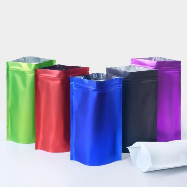 

gift wrap 100pcs stand up matte aluminum foil heat sealable package bag recyclable zipper self sealing tea powder storage