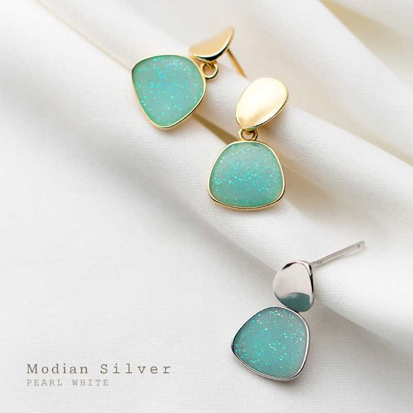

genuine 925 sterling silver colorful starlight enamel geometric drop dangle earring for women korea style fine jewelry 210707