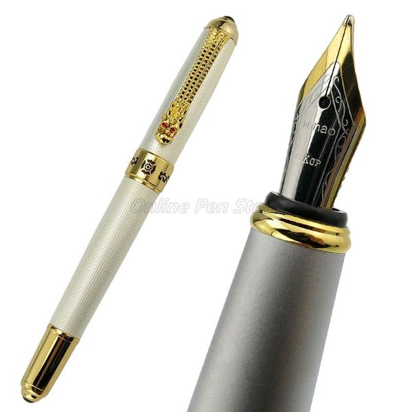

jinhao 1000 metal pearl white mesh barrel dragon clip medium nib 0.5mm fountain pen office school writing gift accessory pens