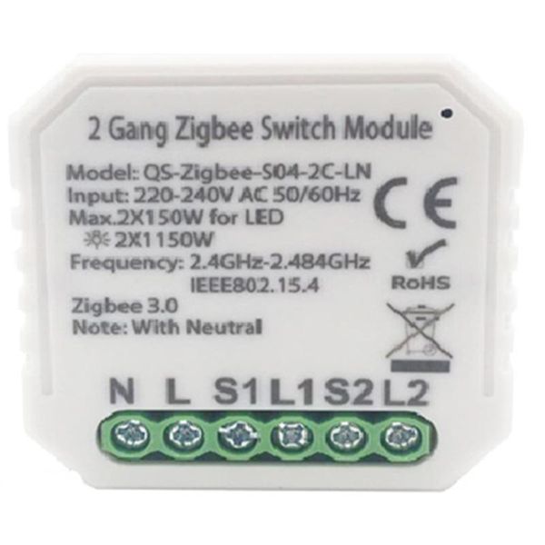 

smart home control tuya zigbee 3.0 switch module with neutral eu 220v 2 way wireless light compatible alexa google