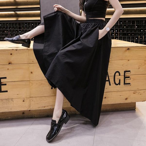 

women's pants & capris wide-leg trousers spring and summer 2021 thin skirt nine points small loose casual trendy ins, Black;white