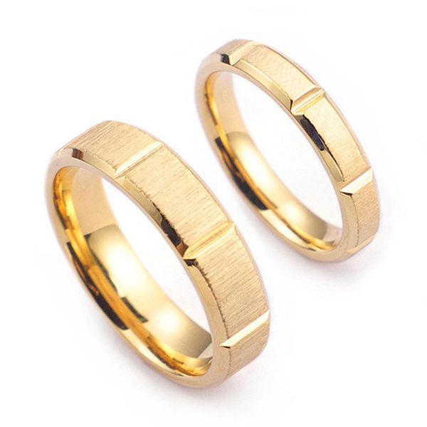 

cluster rings 2021 fashion gold color stainless steel groove couple ring stylish matte lover for women and men wedding band jewelry, Golden;silver