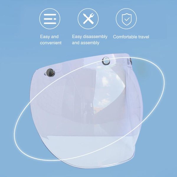 

motorcycle helmets riding frame dustproof helmet lens set uv protection durable bubble visor scratch resistant 3 snap universal retro