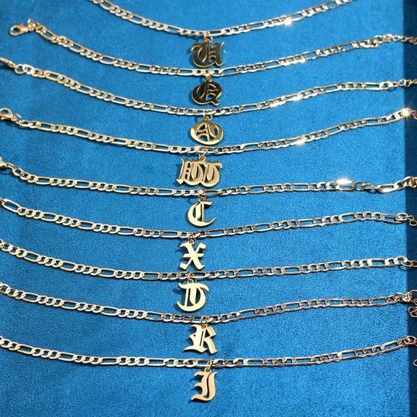 

anklets initial bracelet for women gold letter pendant ankle s-z alphabet anklet hip hop christmas gifts jewelry, Red;blue