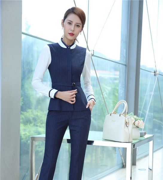 

women's suits & blazers formal women business with two piece pant and vest waistcoat sets blue ladies office uniform designs styles, White;black
