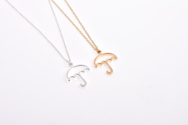 

pendant necklaces hollow umbrella parasol charm necklace sun&rainwear brolly jewelry for gift, Silver