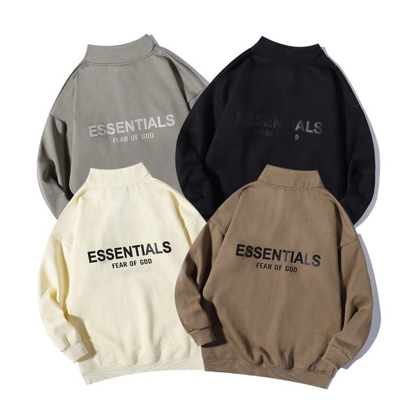 

his trendiest fog essentials season 7 high street style back pressure printing semi pull plush sweater men, Black