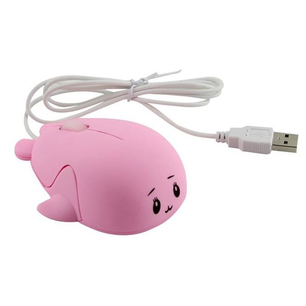 

mini mouse 1200 dpi cute dolphin optical wired usb game pc notebook pink plastic mice