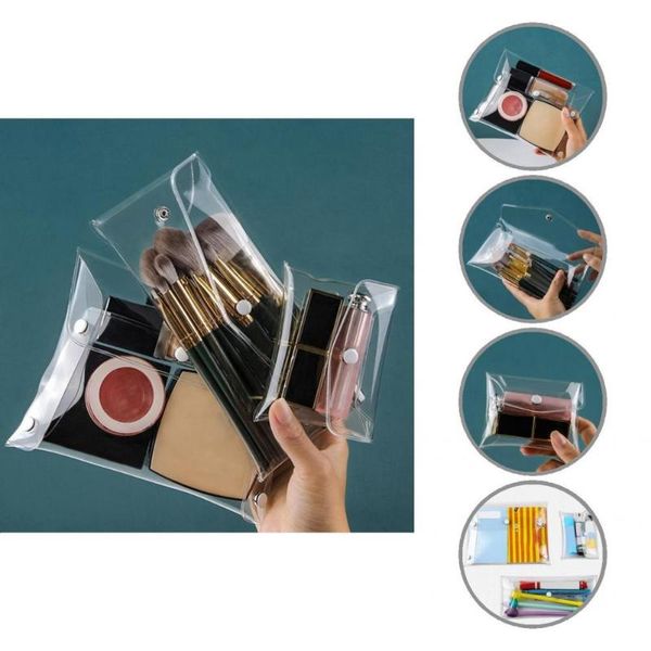 

storage bags portable 3pcs/set durable handheld lipstick eye shadow toiletry bag pvc cosmetic pouch smooth surface for vacation