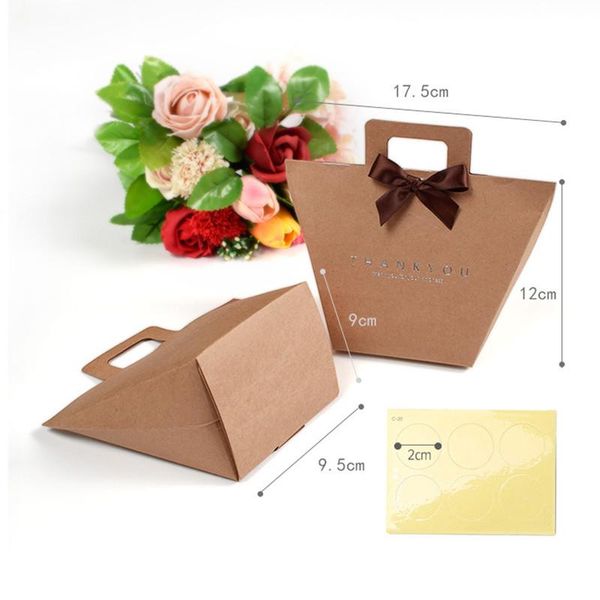 

gift wrap 10pcs white kraft paper bag bronzing thank you box package wedding party favor candy dragee bags with ribbon supplies