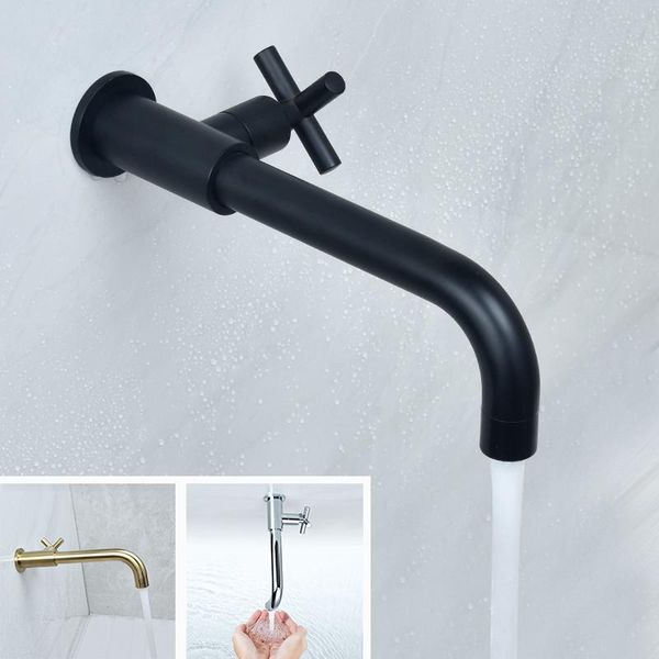 

bathroom sink faucets brass wall mounted basin faucet single cold water tap kitchen long garden spout mop pool
