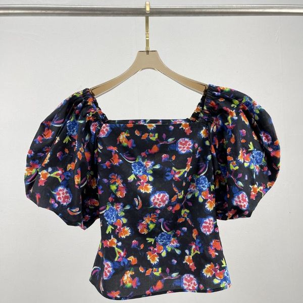 

women's blouses & shirts 2021ss summer women flower prints puff sleeve blouse for ladies cotton shirt ddxgz2v 6.10, White