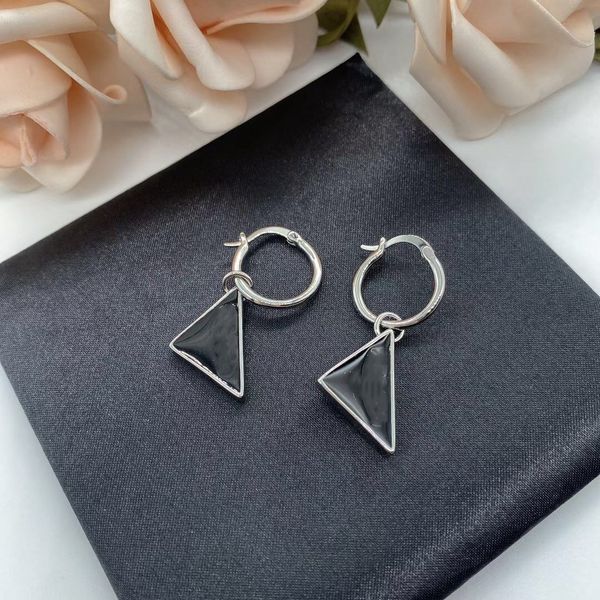 

2021 european and american short letters dangle & chandelier autumn winter fashion show simple temperament triangle earrings female fast del, Silver