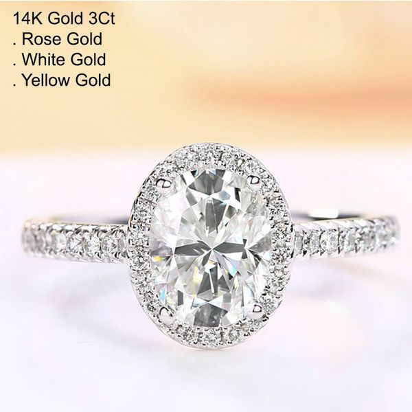 

rose gold 3 moissanite diamond ring women elegant oval luxury classic trendy wedding party engagement anniversary cluster rings, Golden;silver