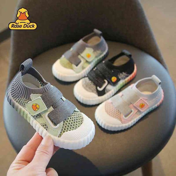 

les little yellow duck casual boys' 2021 new spring summer hollow breathable mesh small and medium children's board shoes, Black